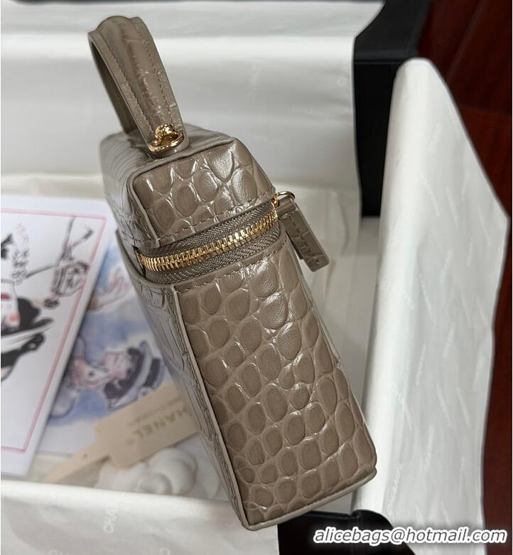 Well Crafted Chanel Métiers D'art Vanity with Chain Crocodile Embossed Calfskin AS6239 Dark Khaki/Gold 2026