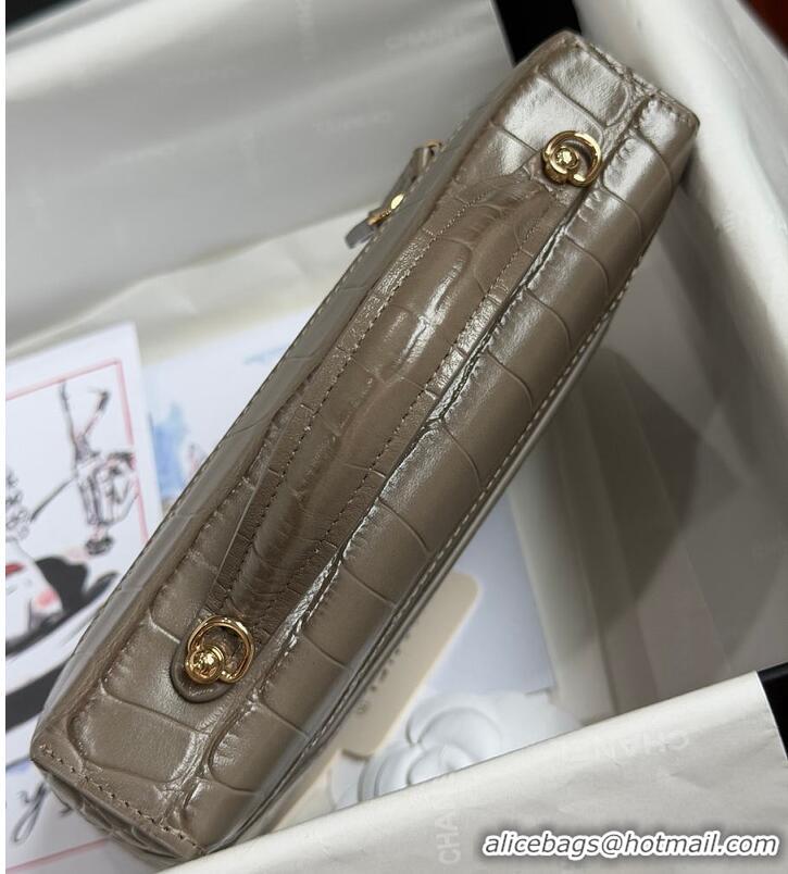 Well Crafted Chanel Métiers D'art Vanity with Chain Crocodile Embossed Calfskin AS6239 Dark Khaki/Gold 2026
