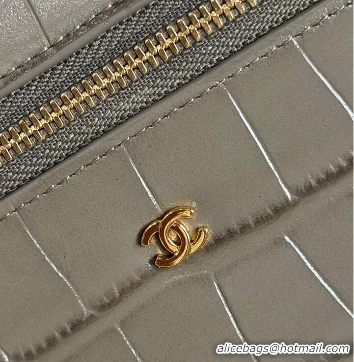 Well Crafted Chanel Métiers D'art Vanity with Chain Crocodile Embossed Calfskin AS6239 Dark Khaki/Gold 2026