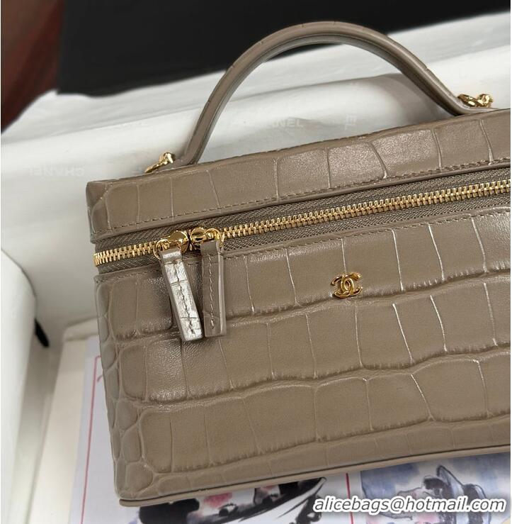 Well Crafted Chanel Métiers D'art Vanity with Chain Crocodile Embossed Calfskin AS6239 Dark Khaki/Gold 2026