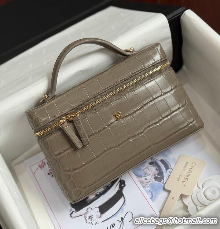 Well Crafted Chanel Métiers D'art Vanity with Chain Crocodile Embossed Calfskin AS6239 Dark Khaki/Gold 2026