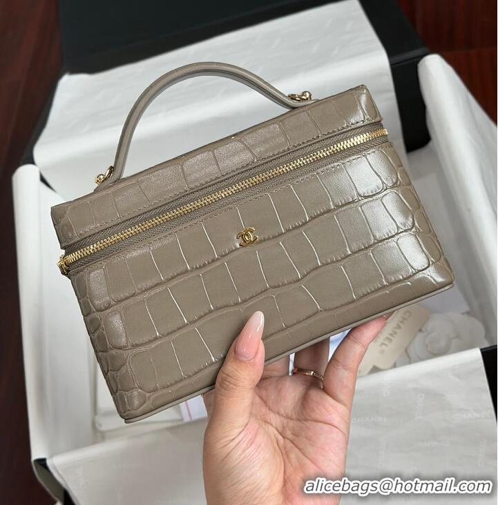 Well Crafted Chanel Métiers D'art Vanity with Chain Crocodile Embossed Calfskin AS6239 Dark Khaki/Gold 2026