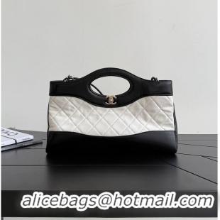 Luxury Cheap Chanel 31 Small Shopping Bag in Quilted Leather With Gold-Tone Metal AS6248 Black/White 2026