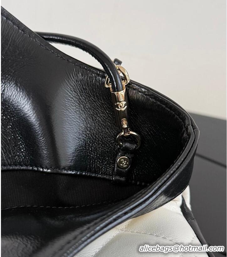 Luxury Cheap Chanel 31 Small Shopping Bag in Quilted Leather With Gold-Tone Metal AS6248 Black/White 2026