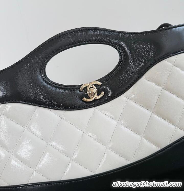 Luxury Cheap Chanel 31 Small Shopping Bag in Quilted Leather With Gold-Tone Metal AS6248 Black/White 2026