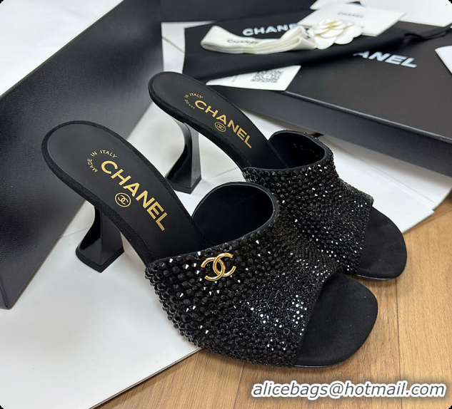 Hot Style Chanel Mules Strass Black 6080804