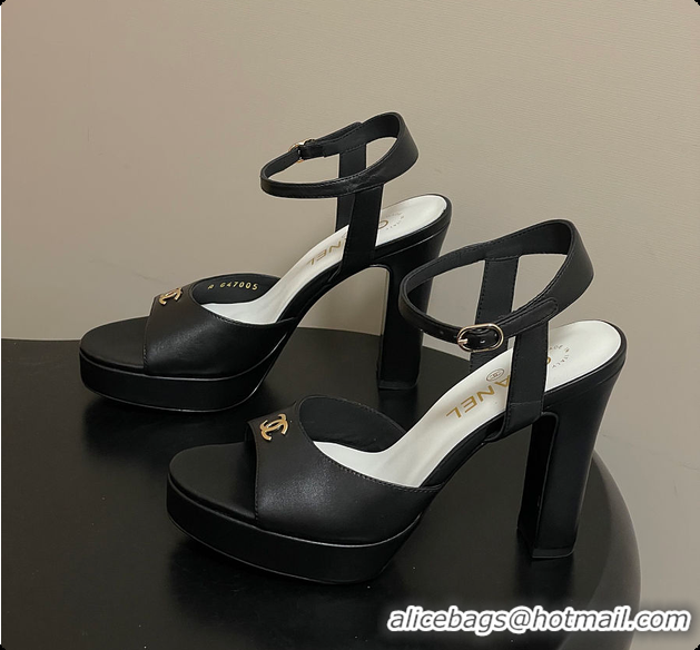 Buy Discount Chanel Sandals Sheepskin Black 6080805