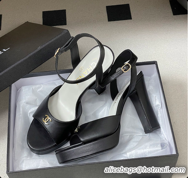 Buy Discount Chanel Sandals Sheepskin Black 6080805