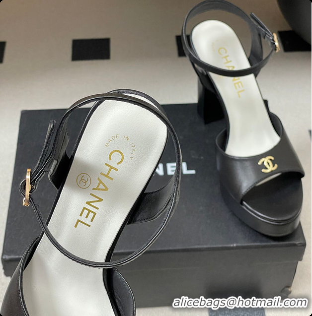 Buy Discount Chanel Sandals Sheepskin Black 6080805