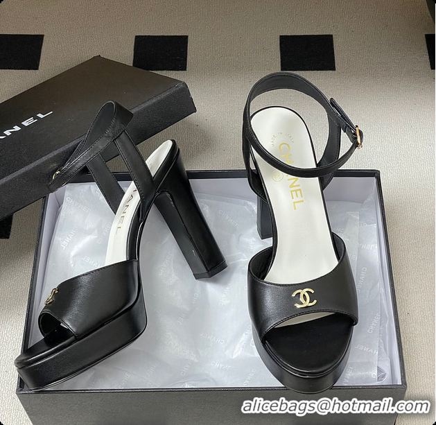 Buy Discount Chanel Sandals Sheepskin Black 6080805