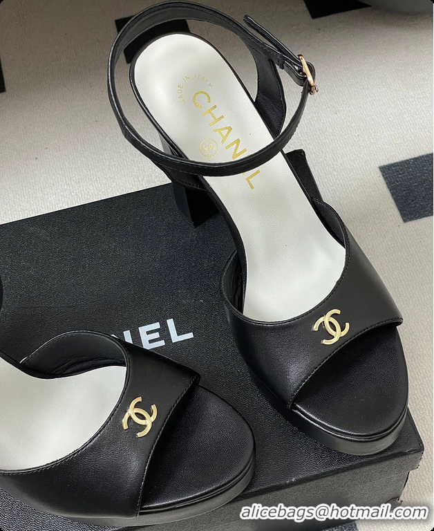 Buy Discount Chanel Sandals Sheepskin Black 6080805