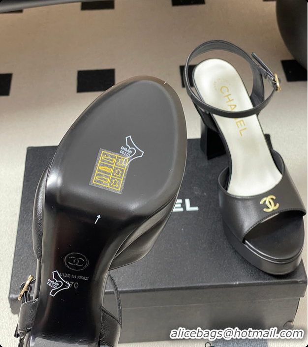 Buy Discount Chanel Sandals Sheepskin Black 6080805