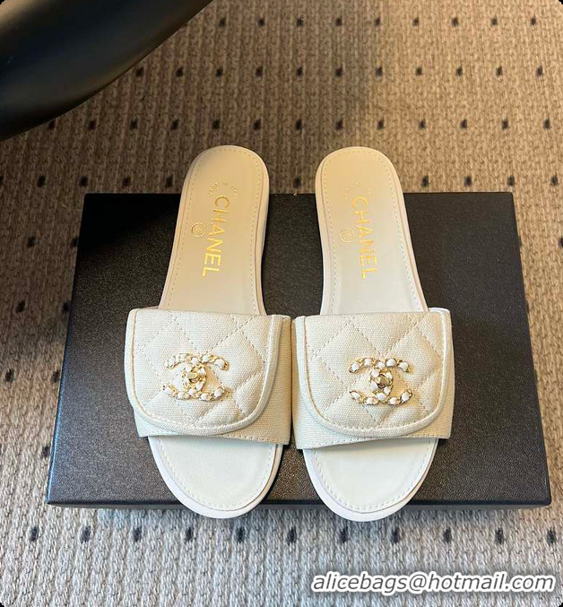Purchase Chanel Mules Cotton Beige 6080806