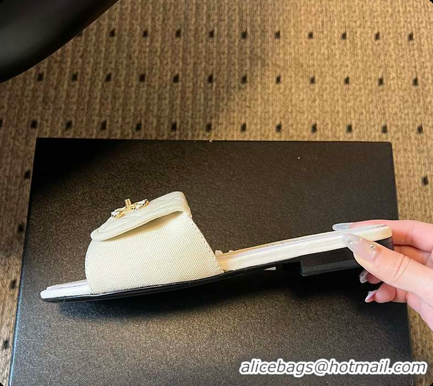 Purchase Chanel Mules Cotton Beige 6080806