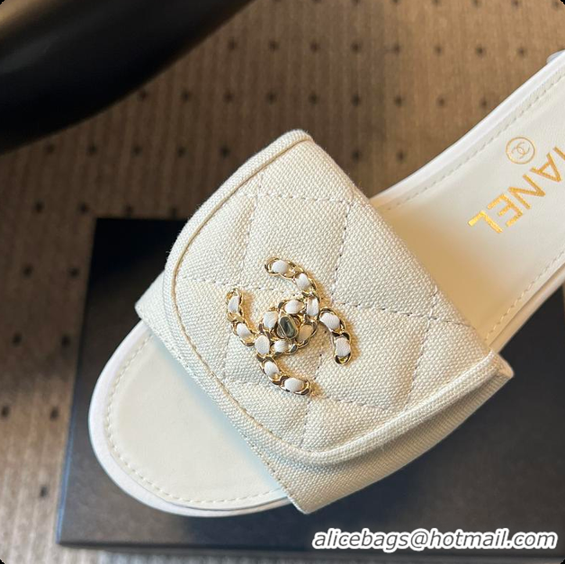 Purchase Chanel Mules Cotton Beige 6080806