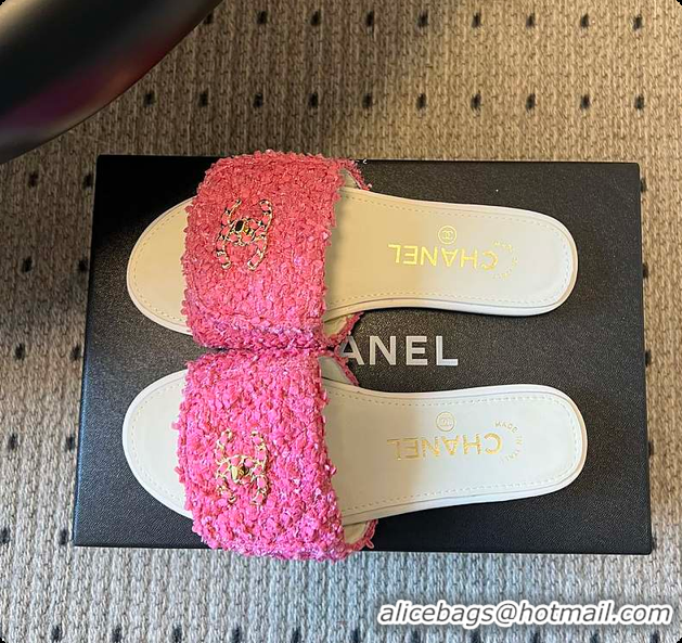 Charming Chanel Mules Tweed Pink 6080807