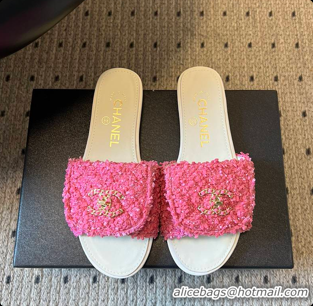 Charming Chanel Mules Tweed Pink 6080807