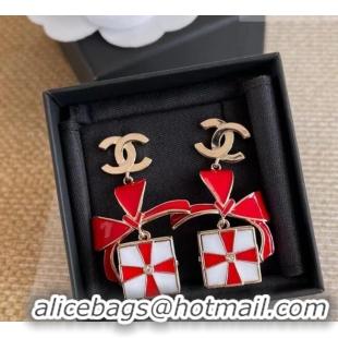 Buy Discount Chanel Bow Box Earrings CH010801 Red 2026