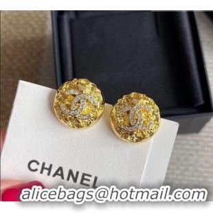Low Cost Chanel Round Stud Earrings with Strass 0108 Gold 2026