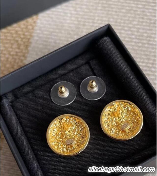 Low Cost Chanel Round Stud Earrings with Strass 0108 Gold 2026