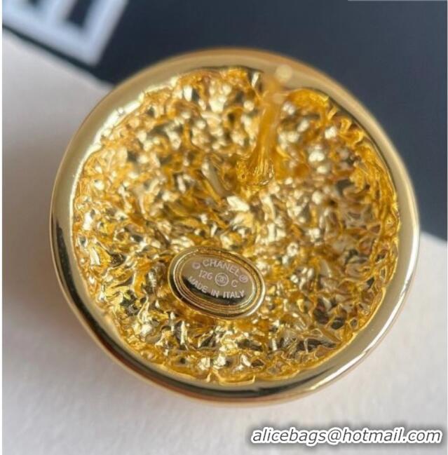 Low Cost Chanel Round Stud Earrings with Strass 0108 Gold 2026