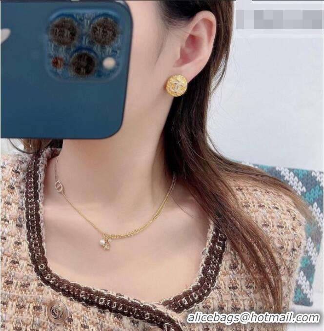 Low Cost Chanel Round Stud Earrings with Strass 0108 Gold 2026