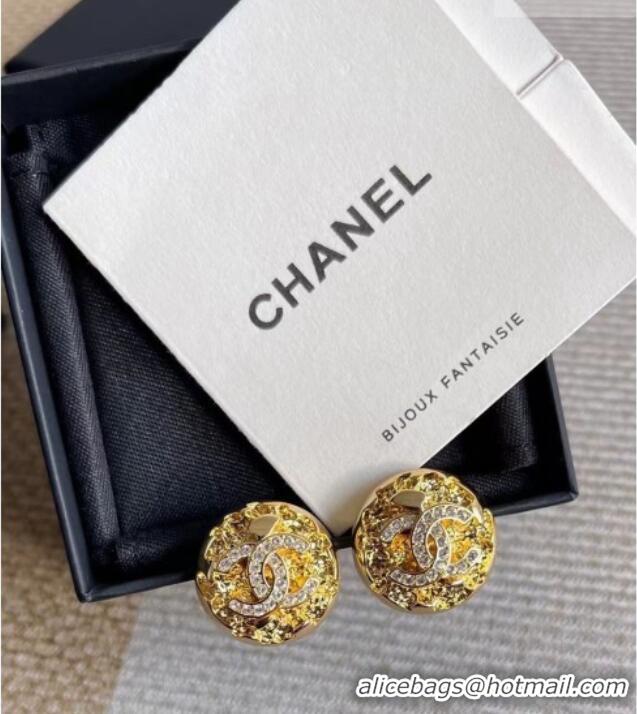 Low Cost Chanel Round Stud Earrings with Strass 0108 Gold 2026
