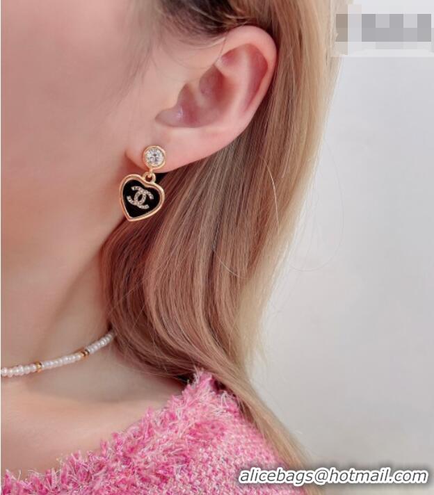 Top Grade Chanel Heart Short Earrings 0108 Black 2026