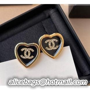 Good Taste Chanel Heart Studs Earrings 0108 Black 2026