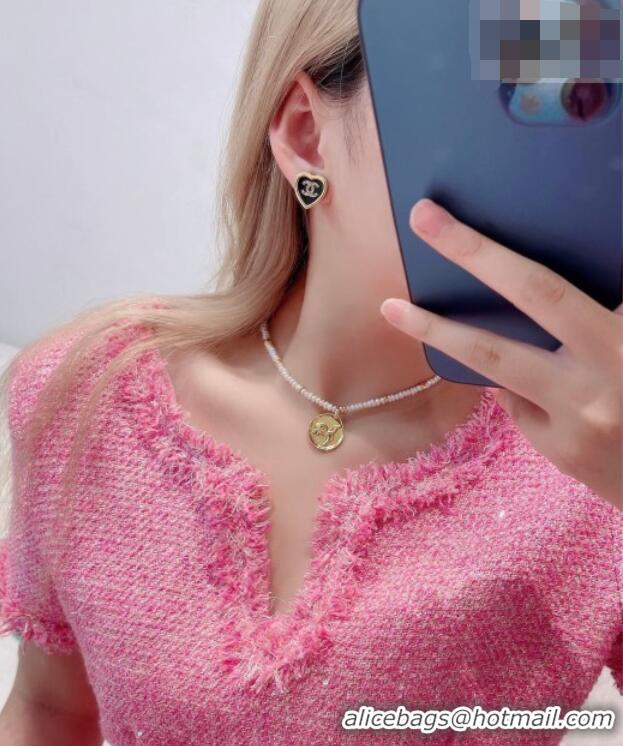Good Taste Chanel Heart Studs Earrings 0108 Black 2026