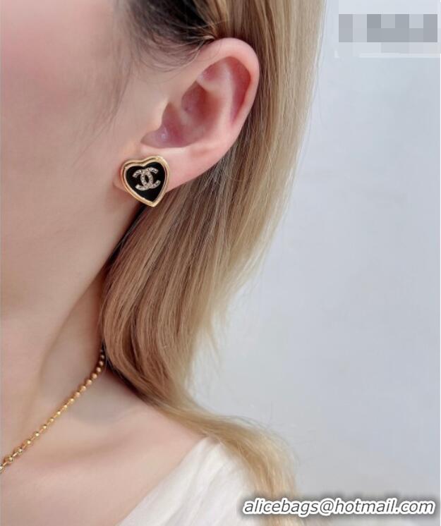 Good Taste Chanel Heart Studs Earrings 0108 Black 2026