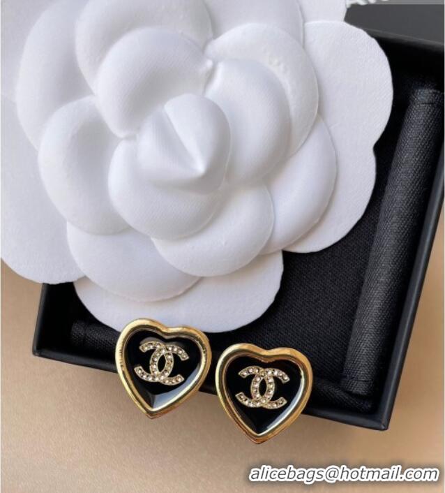 Good Taste Chanel Heart Studs Earrings 0108 Black 2026