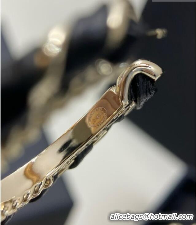New Cheap Chanel Lambskin Chain Hoop Earrings CH013009 Black 2026