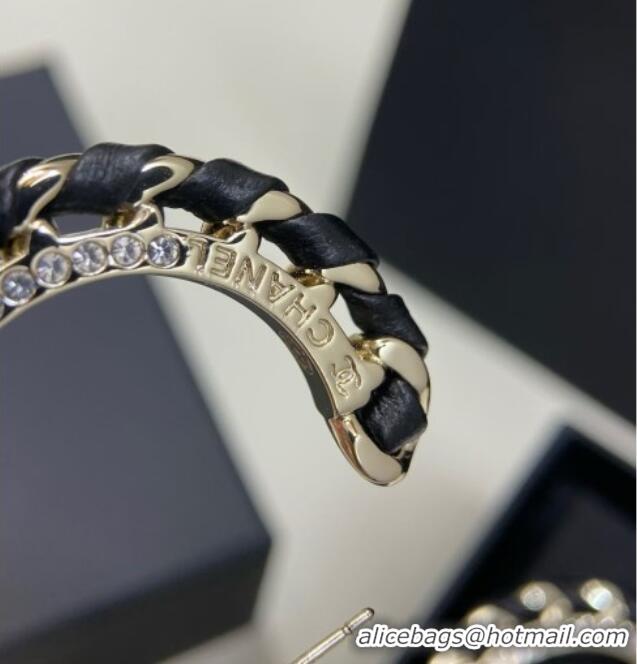 New Cheap Chanel Lambskin Chain Hoop Earrings CH013009 Black 2026