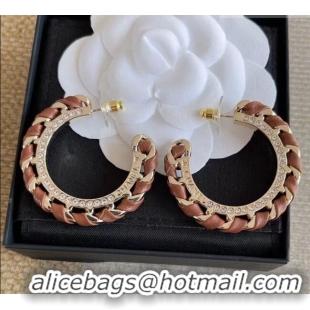 Trendy Design Chanel Lambskin Chain Hoop Earrings CH013010 Brown 2026