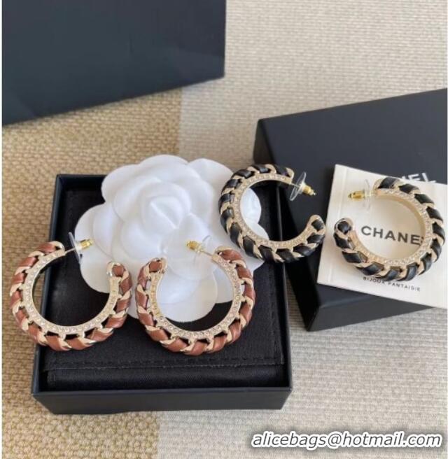 Trendy Design Chanel Lambskin Chain Hoop Earrings CH013010 Brown 2026