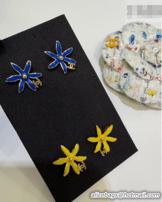 Best Grade Chanel Bloom Studs Earrings CH032023 Blue 2026