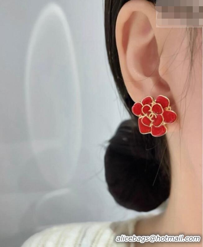 Inexpensive Discount Chanel Camellia Studs Earrings CH032028 Red 2026