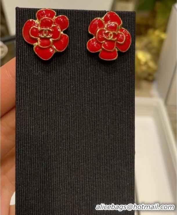 Inexpensive Discount Chanel Camellia Studs Earrings CH032028 Red 2026