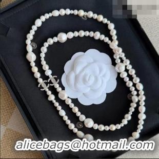 Stylish Discount Chanel Long Earrings CH080412 Silver/White 2026