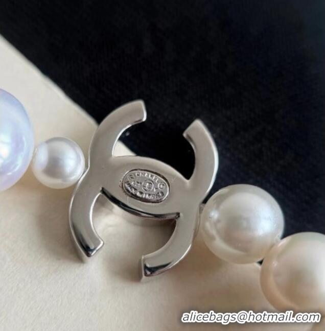 Stylish Discount Chanel Long Earrings CH080412 Silver/White 2026