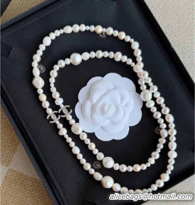 Stylish Discount Chanel Long Earrings CH080412 Silver/White 2026