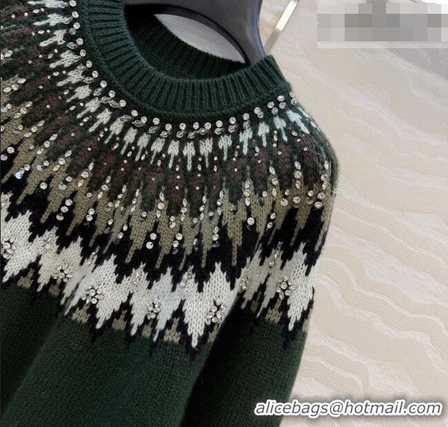 Promotional Gucci Wool Sweater with Embroidery GG011305 Green 2025