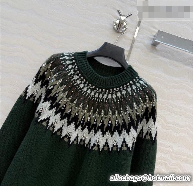 Promotional Gucci Wool Sweater with Embroidery GG011305 Green 2025