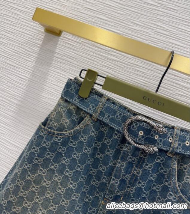 Grade Promotional Gucci GG Denim Mini Skirt GG032501 Blue 2026