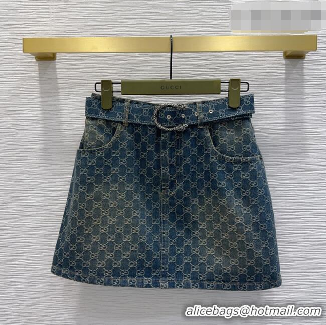 Grade Promotional Gucci GG Denim Mini Skirt GG032501 Blue 2026