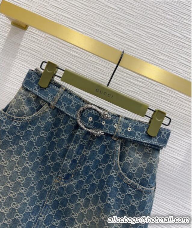 Grade Promotional Gucci GG Denim Mini Skirt GG032501 Blue 2026