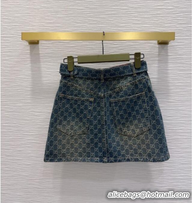 Grade Promotional Gucci GG Denim Mini Skirt GG032501 Blue 2026