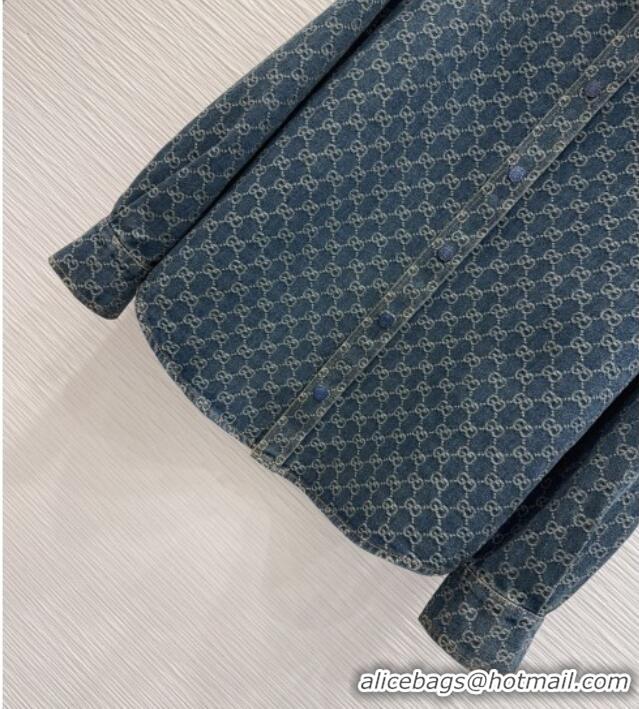 Discount Design Gucci GG Denim Shirt GG032501 Blue 2026