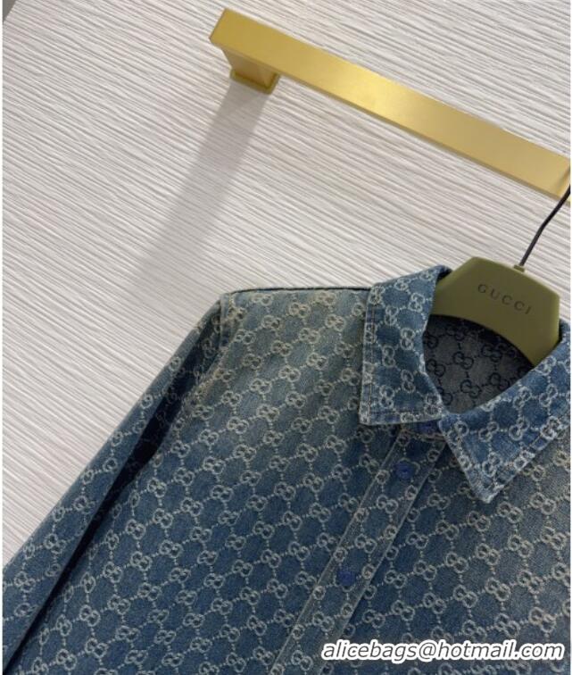 Discount Design Gucci GG Denim Shirt GG032501 Blue 2026